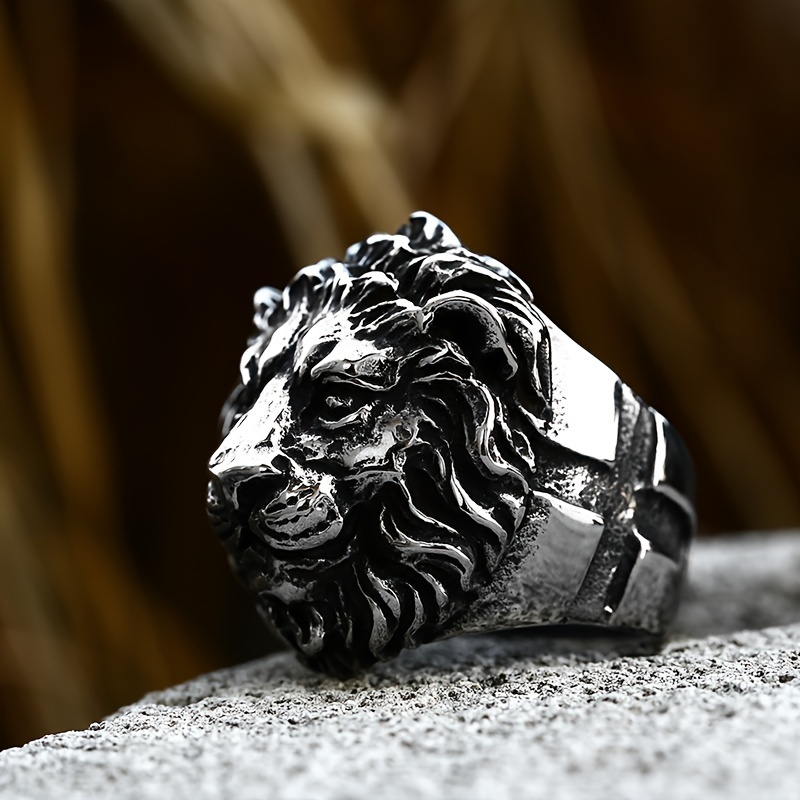 Stainless Steel Lion Head Eagle Ring Retro Jewelry
